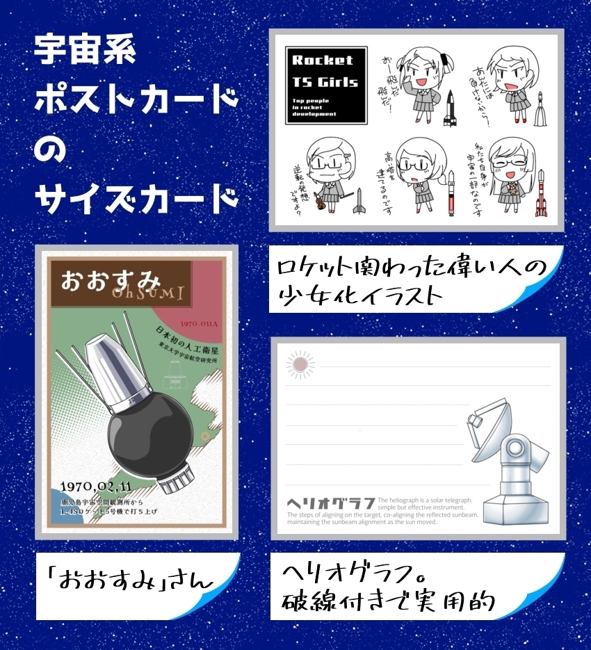 宇宙系ポストカードのサイズカード