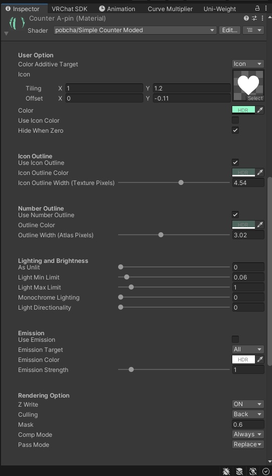 【無料 / 心拍数表示に便利】改造版 SimpleCounterShader 明るさ調節/文字縁取り