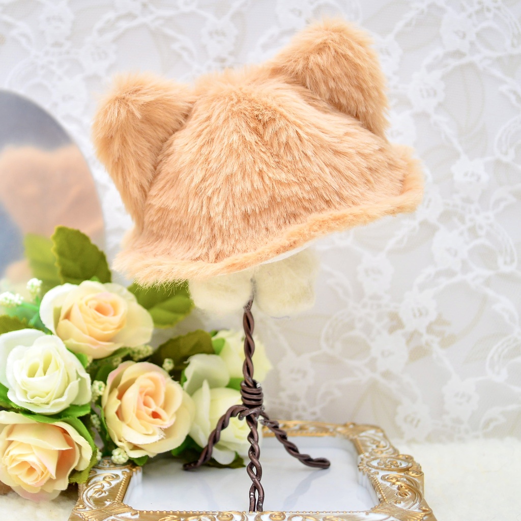 10cm ぬい服 ねこ帽子 茶