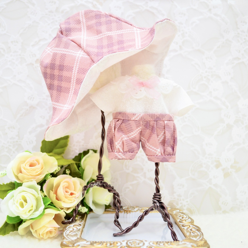 16cm ぬい服 帽子 チューリップハット ピンク