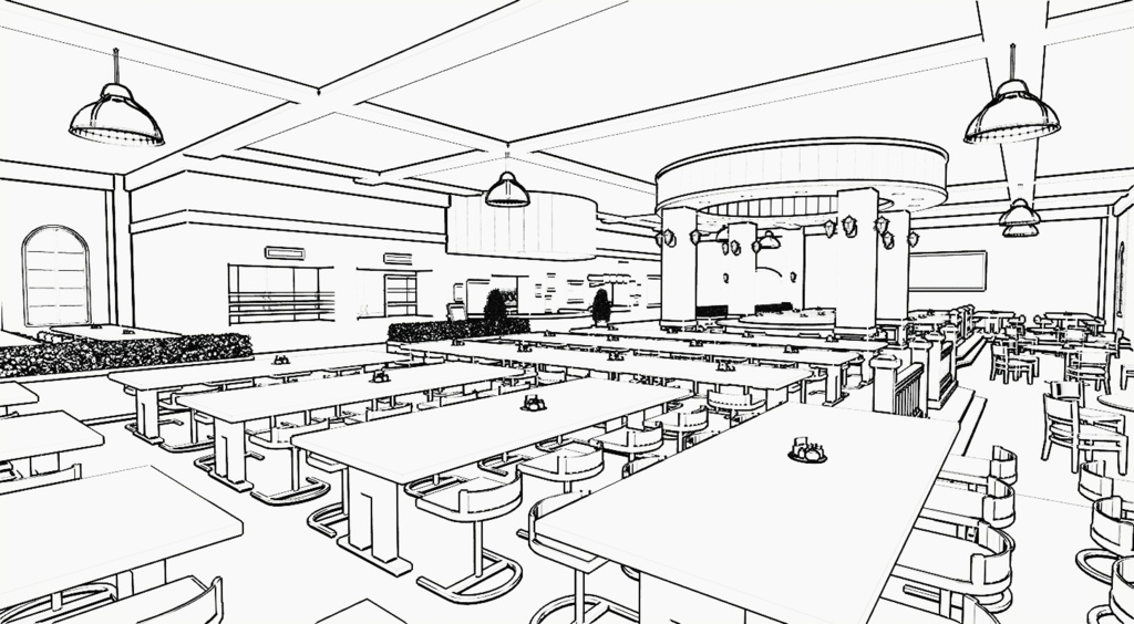 【無配】ウマ娘 トレセン学園 カフェテリア内装 3Dモデル