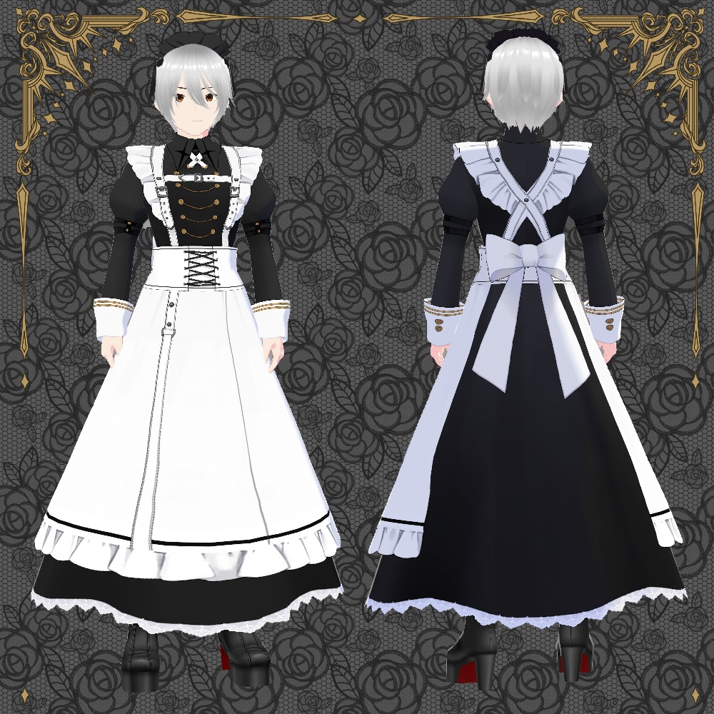 【無料】VRoid用 メイド男子ワンピース