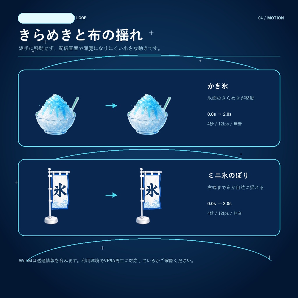 動くかき氷4色+ミニ氷のぼり|配信素材