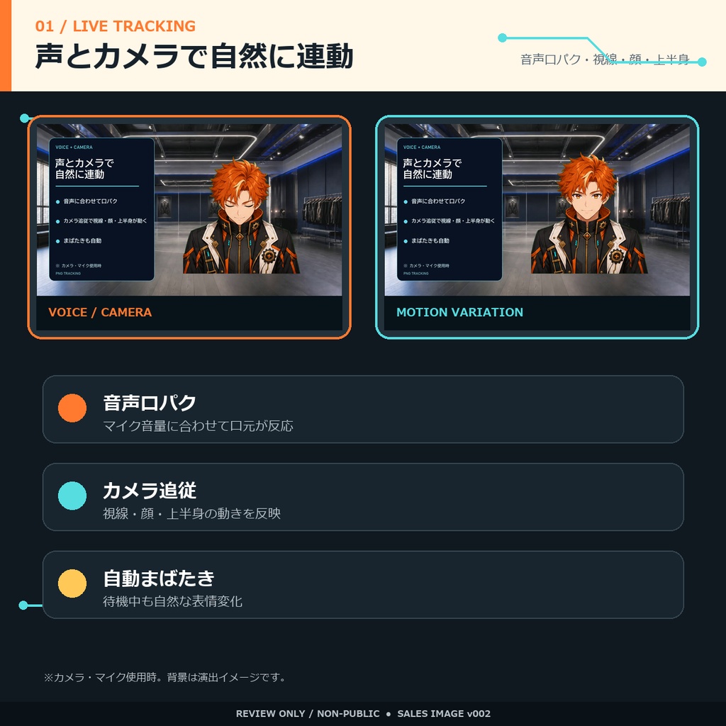 【男性VTuberモデル】星火 翔|音声口パク・カメラ追従・9種リアクション対応