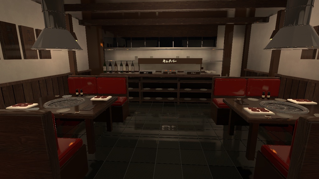 ミニ焼肉屋|キムチ盛り付け・焼肉ギミック付き【VRChatワールド/PC】