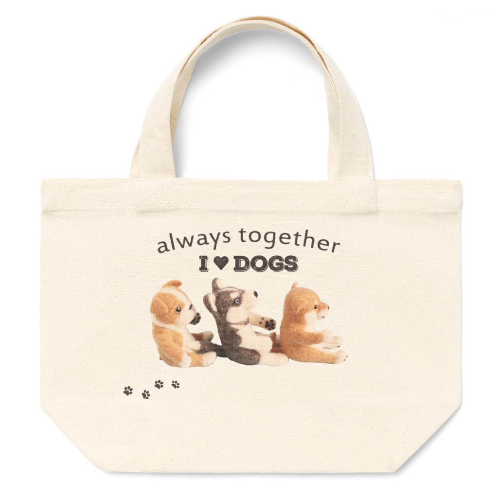 柴犬&ハスキー&ブルドッグの キャンバストートバッグ I Love Dogs 3サイズ