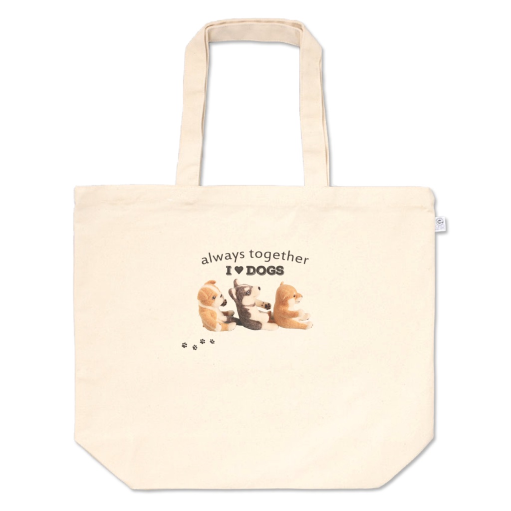 柴犬&ハスキー&ブルドッグの キャンバストートバッグ I Love Dogs 3サイズ