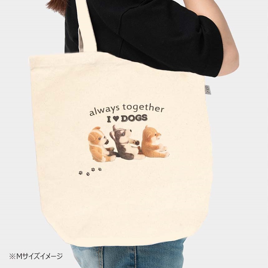 柴犬&ハスキー&ブルドッグの キャンバストートバッグ I Love Dogs 3サイズ
