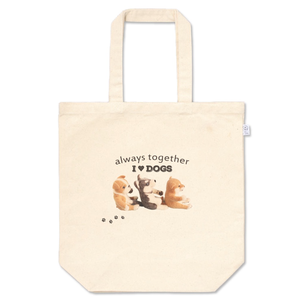 柴犬&ハスキー&ブルドッグの キャンバストートバッグ I Love Dogs 3サイズ