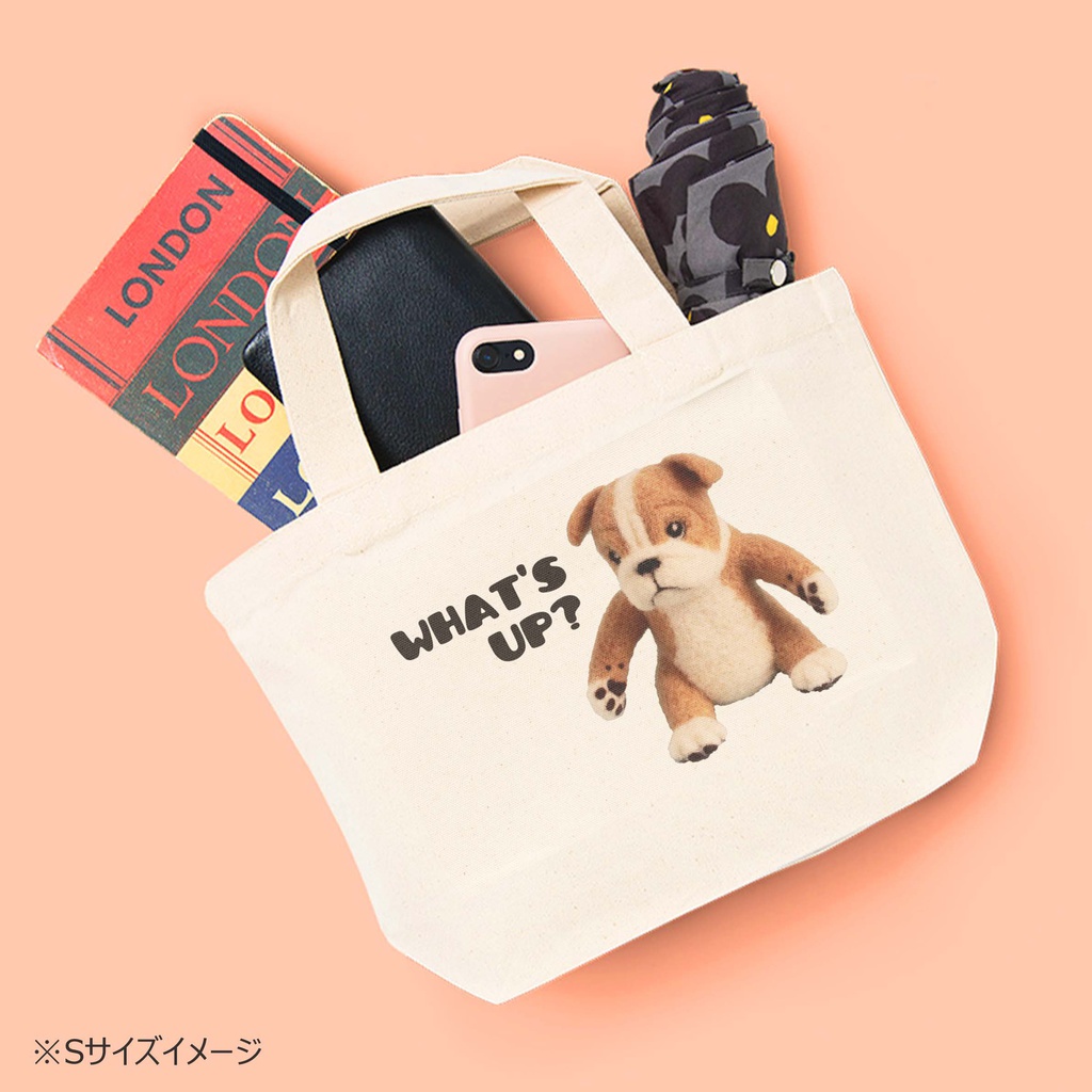 ブルドッグのキャンバストートバッグ What's up? 3サイズ
