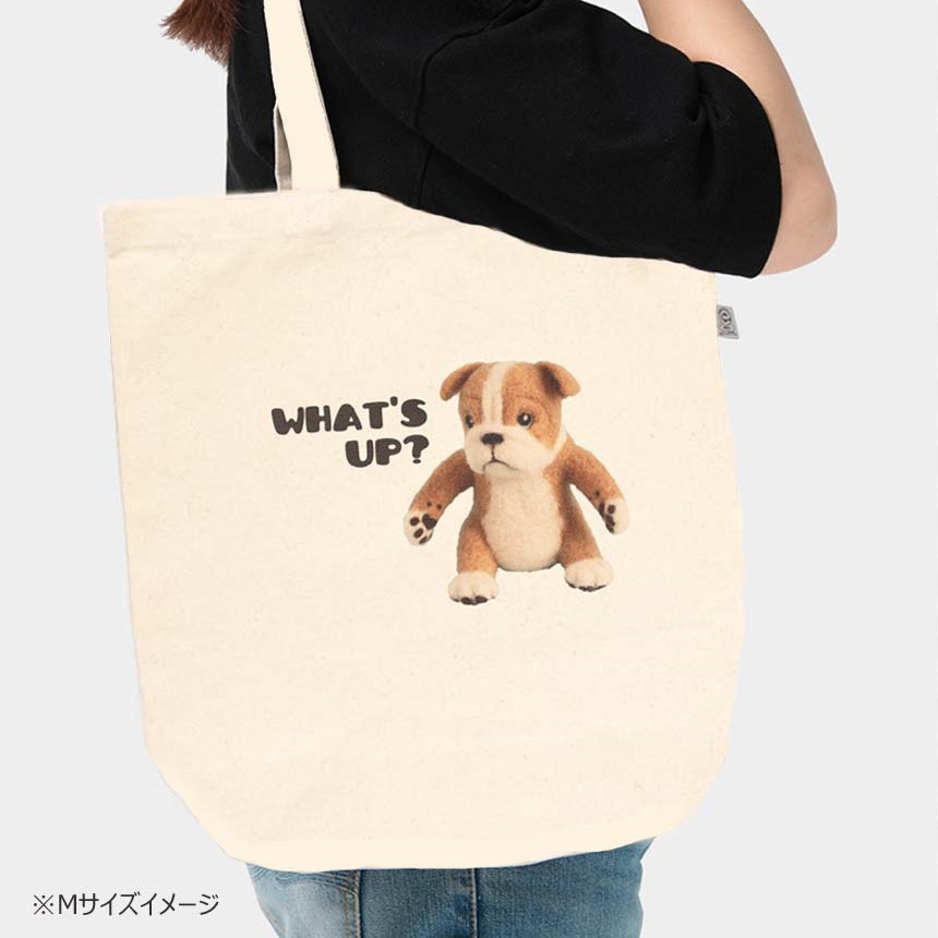 ブルドッグのキャンバストートバッグ What's up? 3サイズ