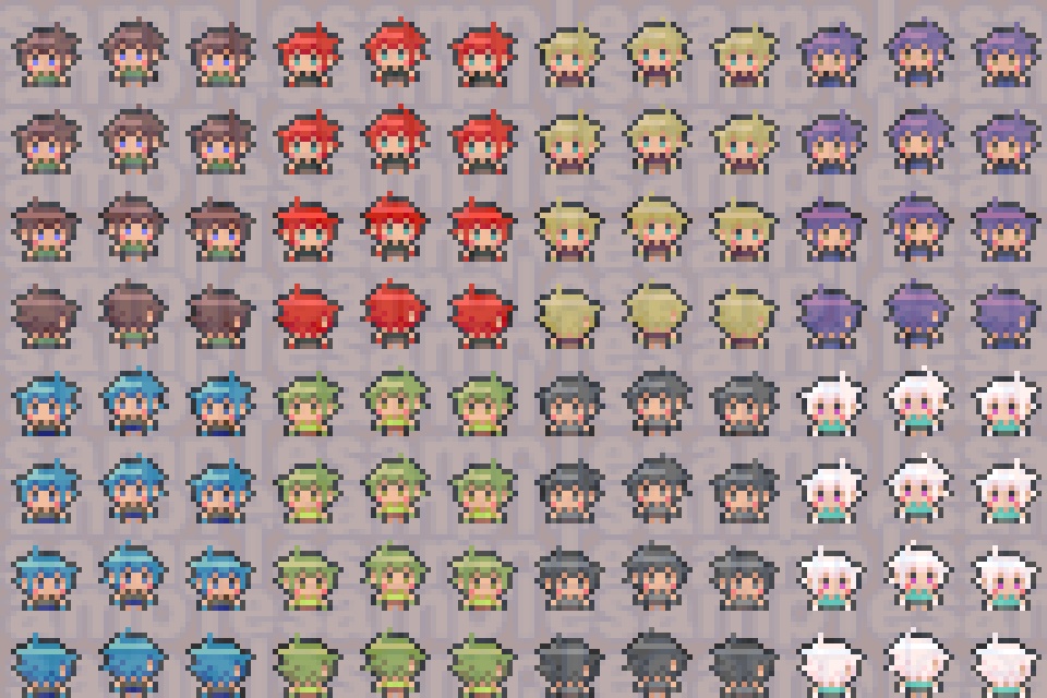 【無料版あり】キャラチップ素材①~④女の子セット