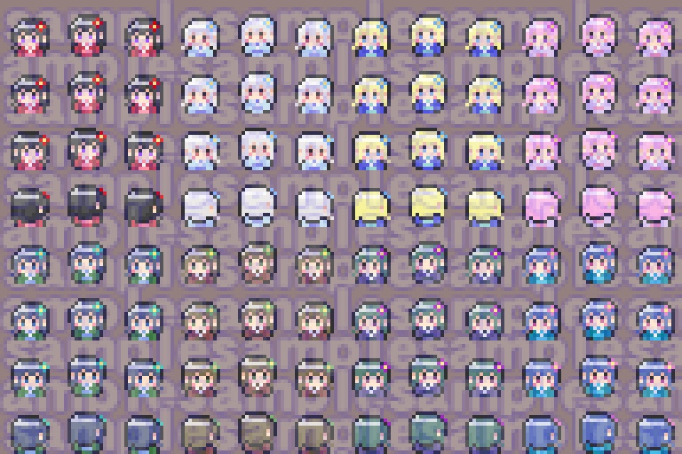 【無料版あり】キャラチップ素材①~④女の子セット