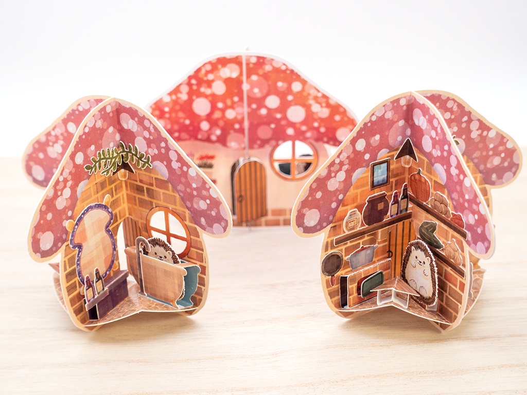 【制作キット】ハリネズミのキノコの家 Bバスルームと台所【ポップアップカード】