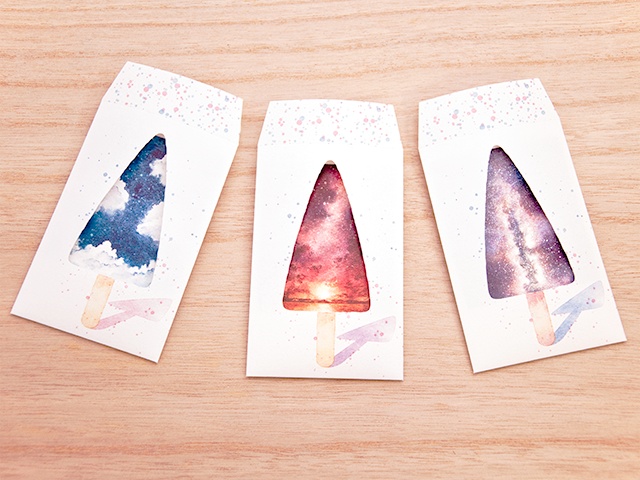 空色アイスクリームのぽち袋【メッセージカード付】