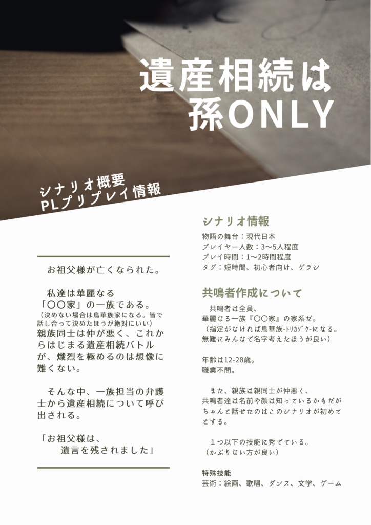遺産相続は孫Only【エモクロアTRPG】