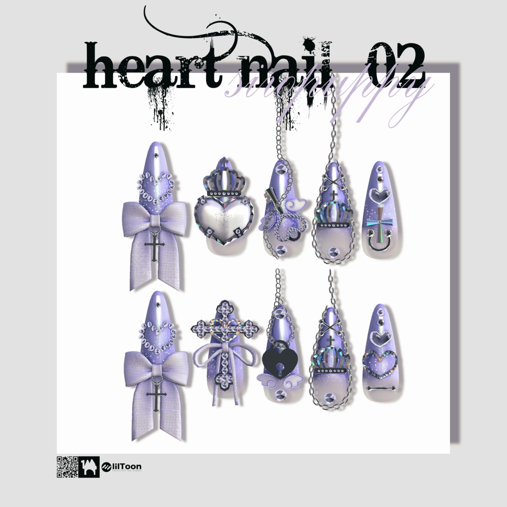 【4アバター対応】♥ heart nail 02 ♥