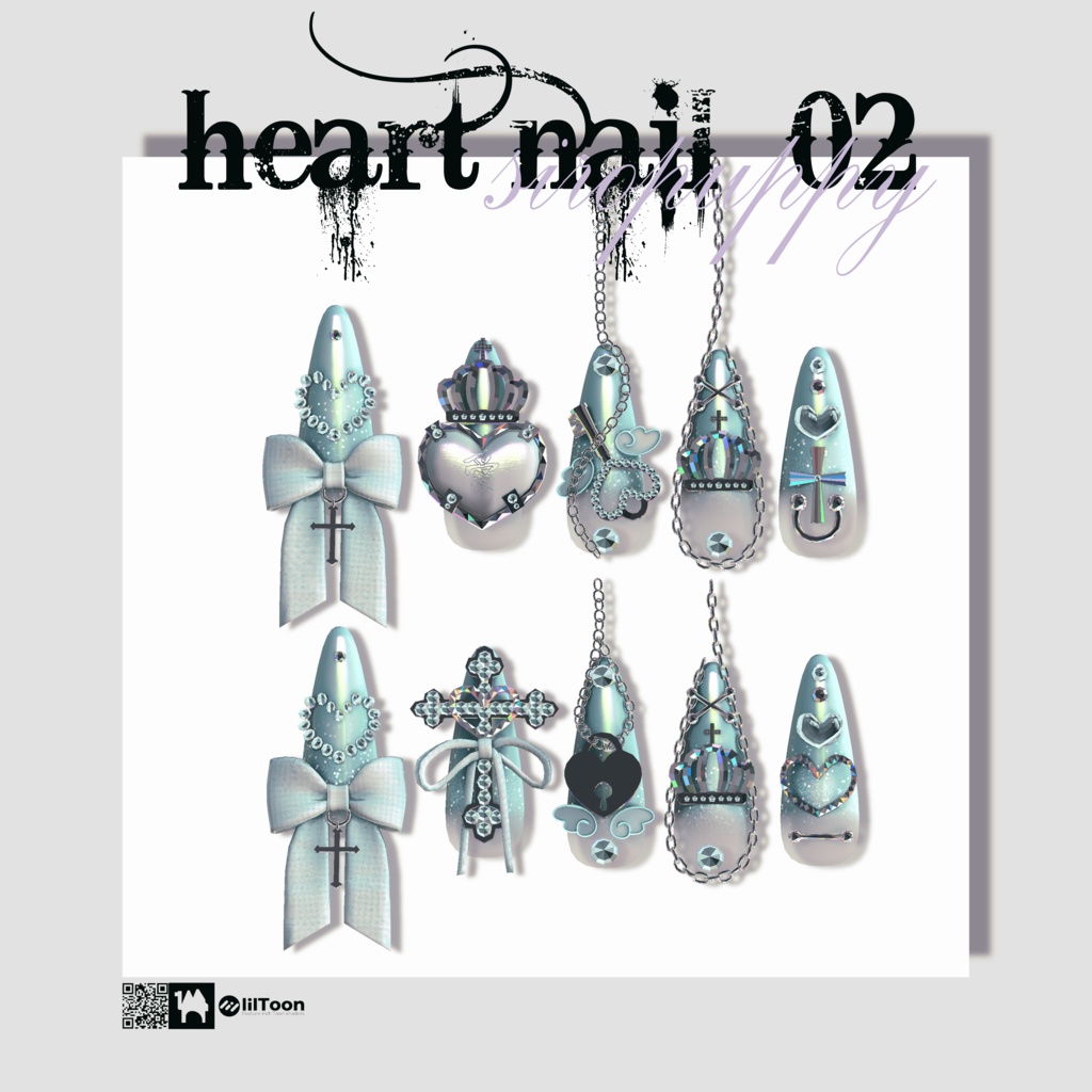 【4アバター対応】♥ heart nail 02 ♥