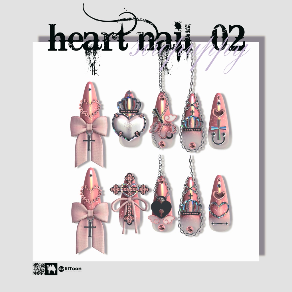 【4アバター対応】♥ heart nail 02 ♥