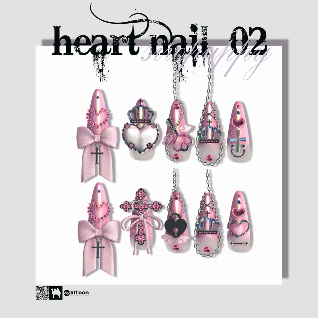 【4アバター対応】♥ heart nail 02 ♥