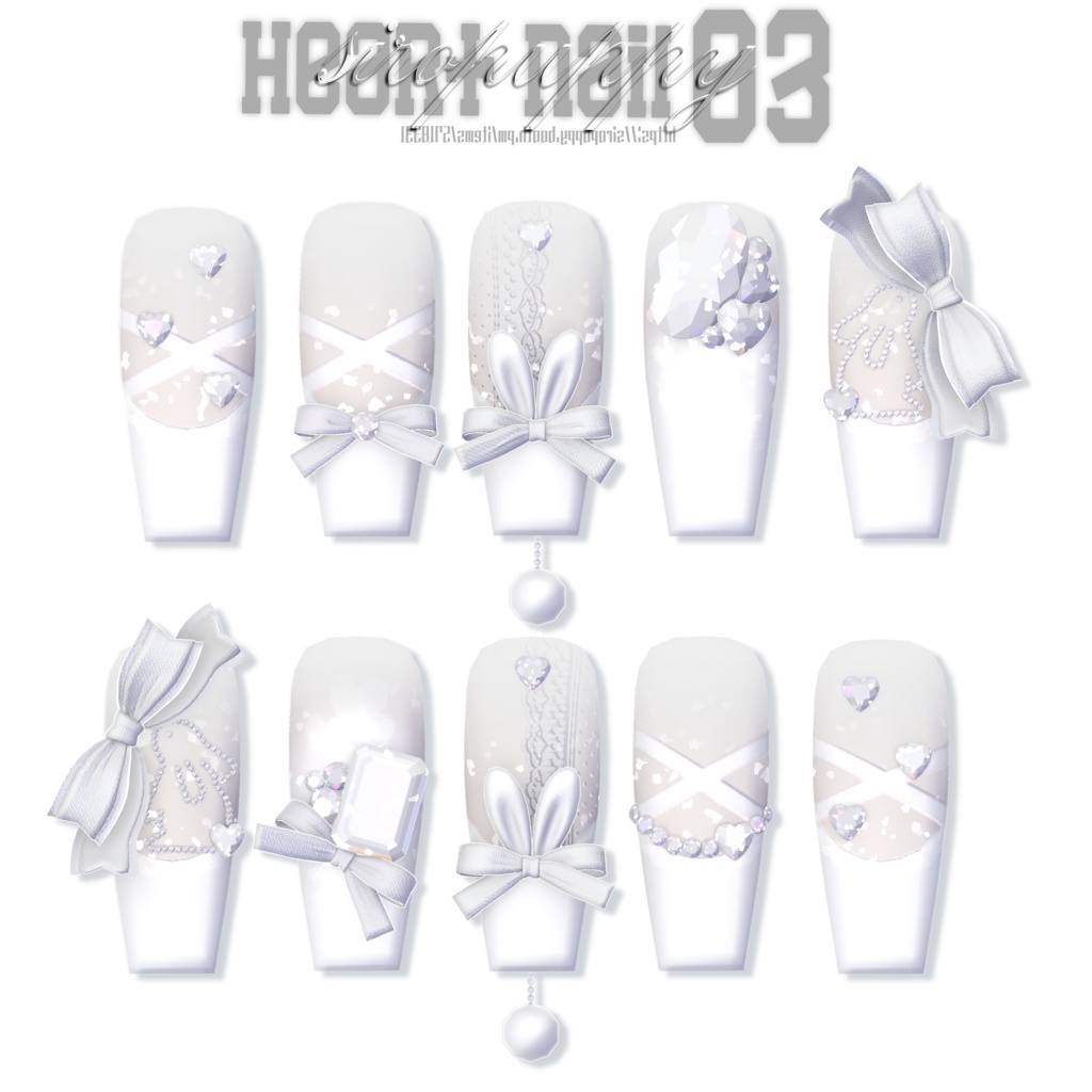 【8アバター対応】 ♥ heart nail 03 ♥