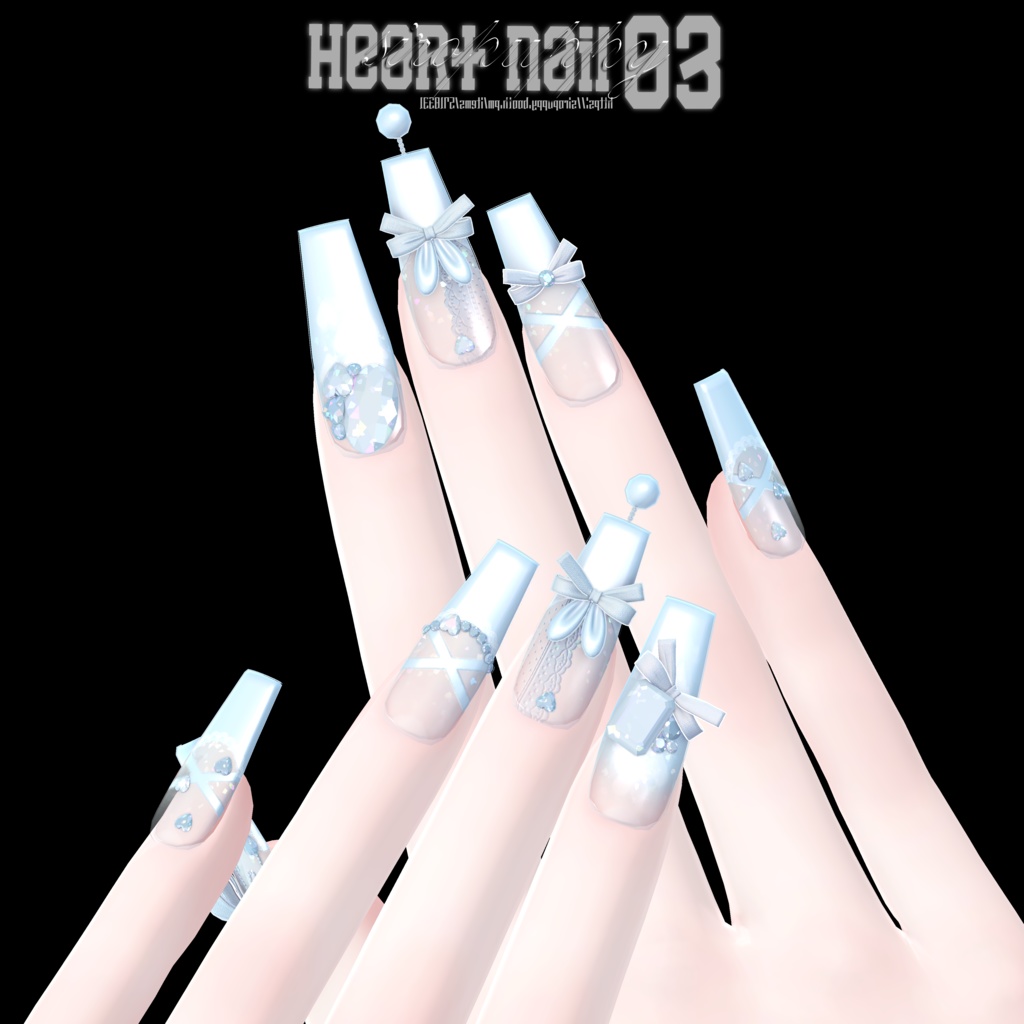【8アバター対応】 ♥ heart nail 03 ♥