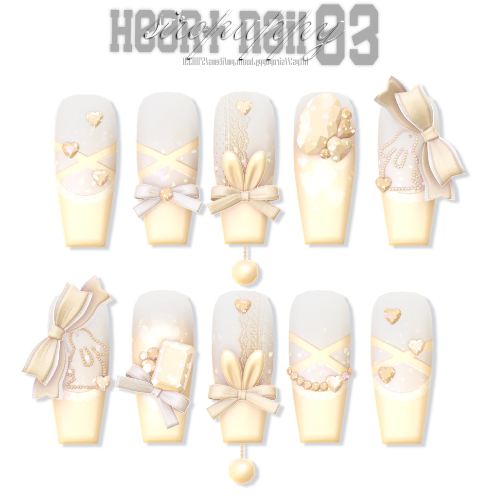 【8アバター対応】 ♥ heart nail 03 ♥