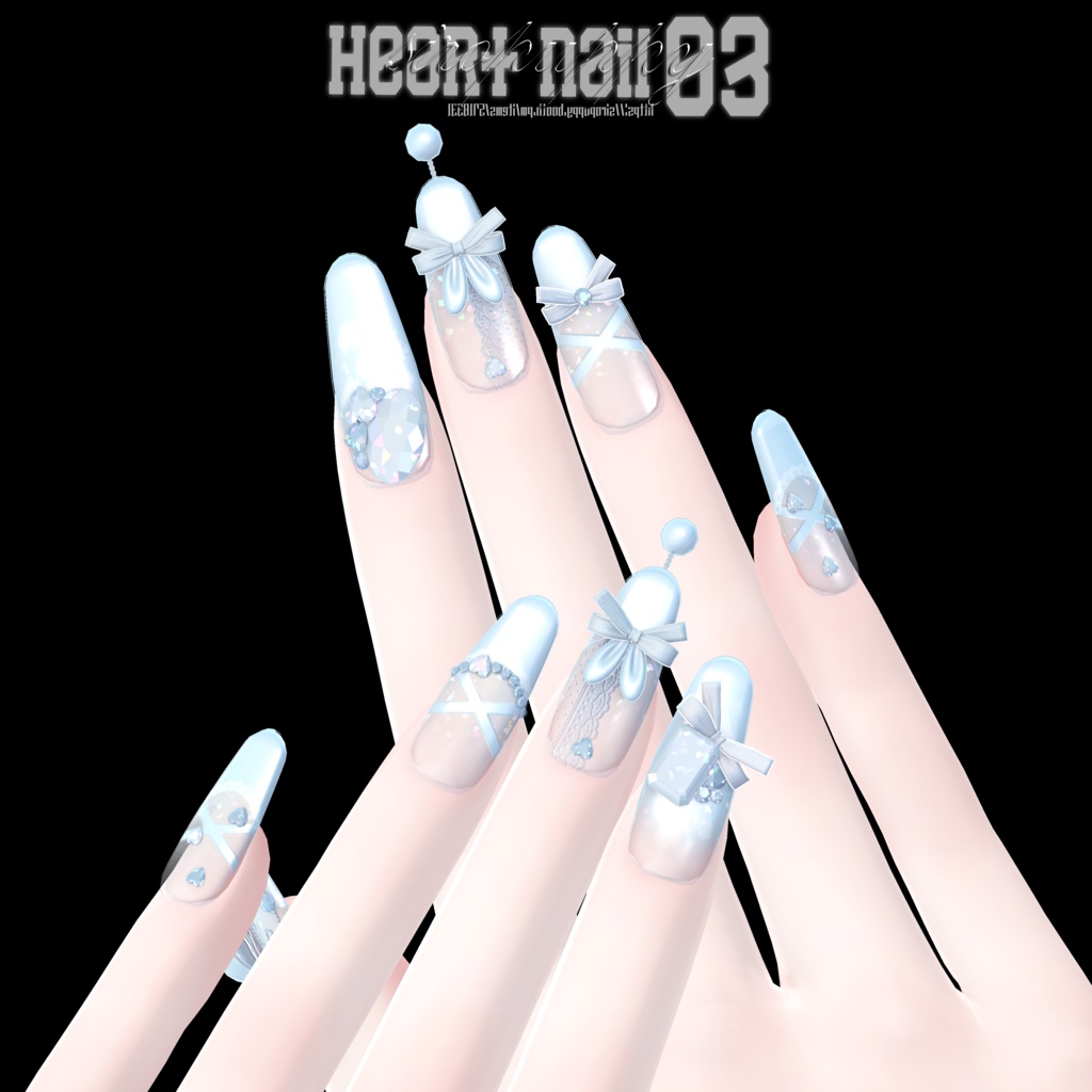 【8アバター対応】 ♥ heart nail 03 ♥