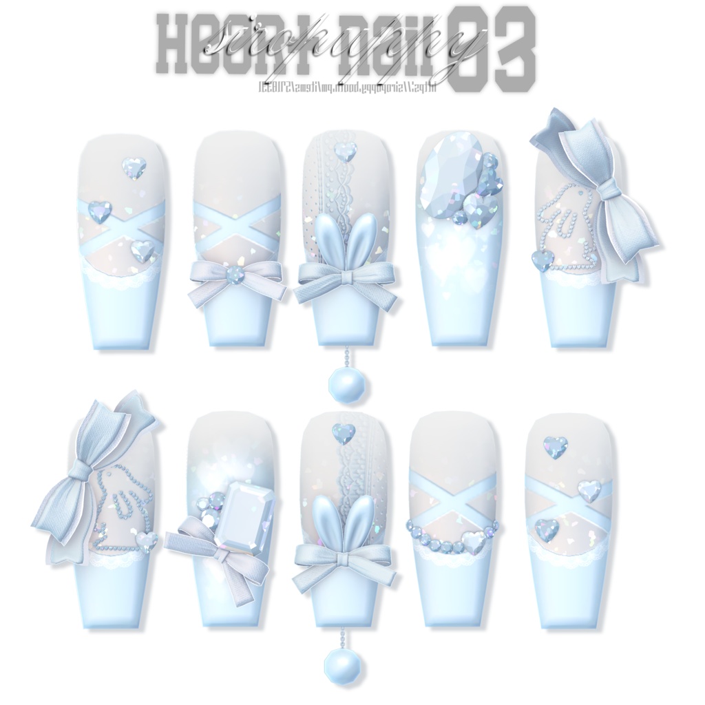 【8アバター対応】 ♥ heart nail 03 ♥