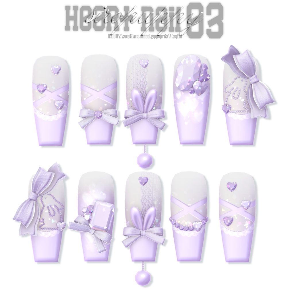 【8アバター対応】 ♥ heart nail 03 ♥