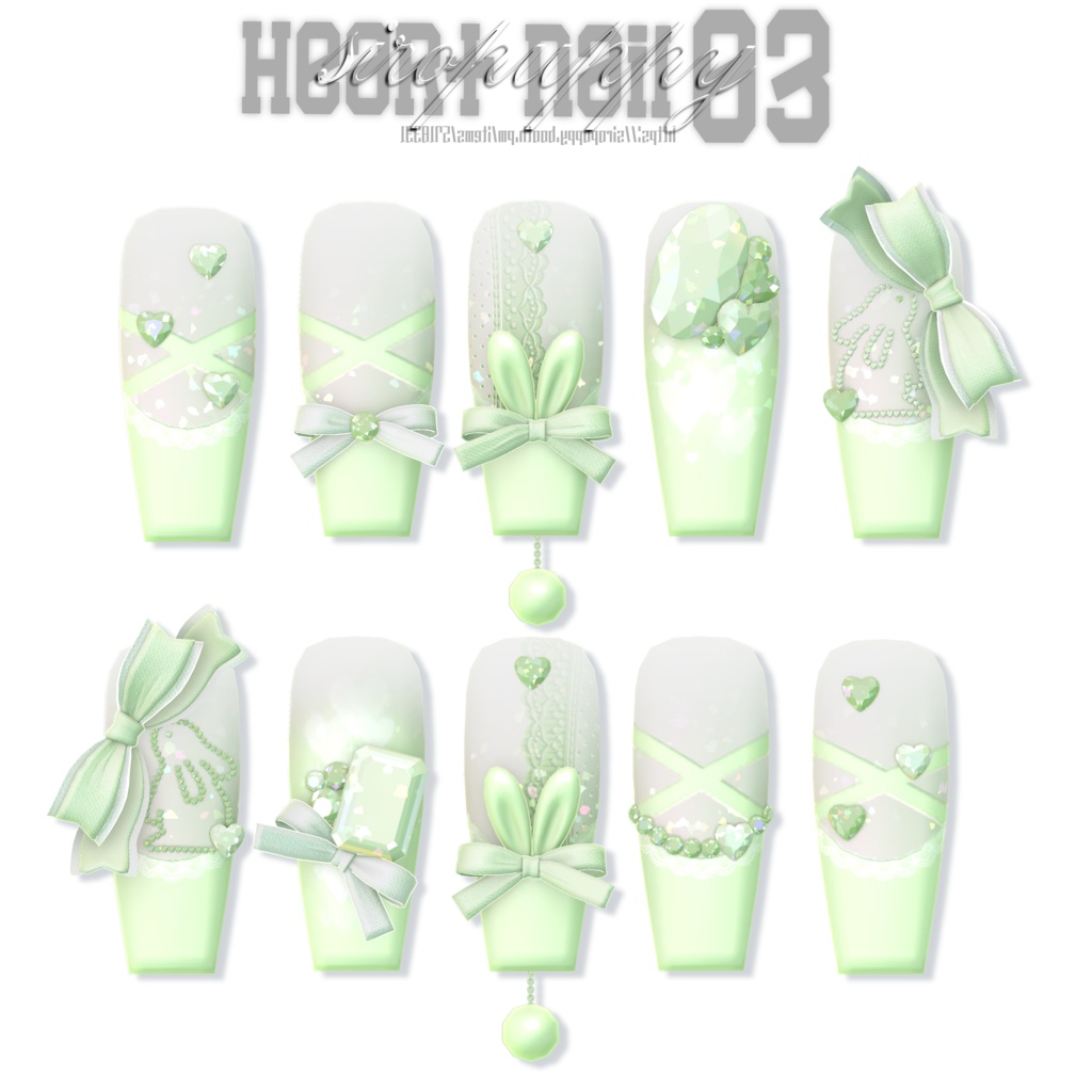 【8アバター対応】 ♥ heart nail 03 ♥