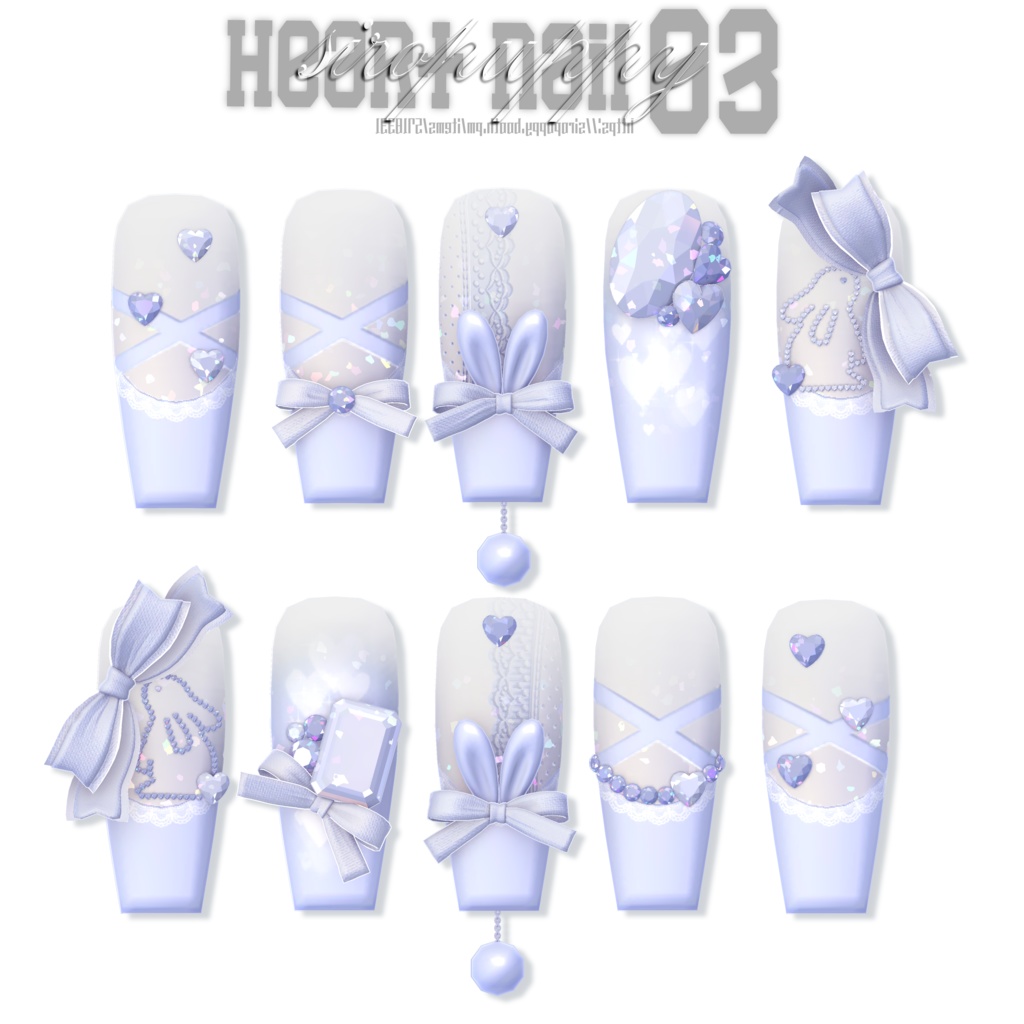 【8アバター対応】 ♥ heart nail 03 ♥
