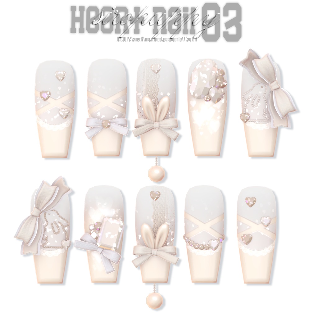 【8アバター対応】 ♥ heart nail 03 ♥