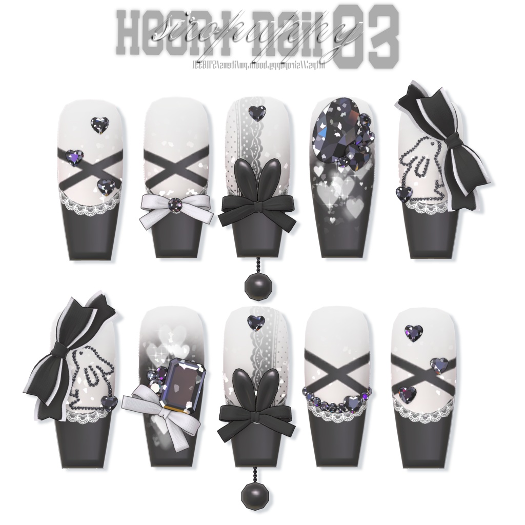 【8アバター対応】 ♥ heart nail 03 ♥