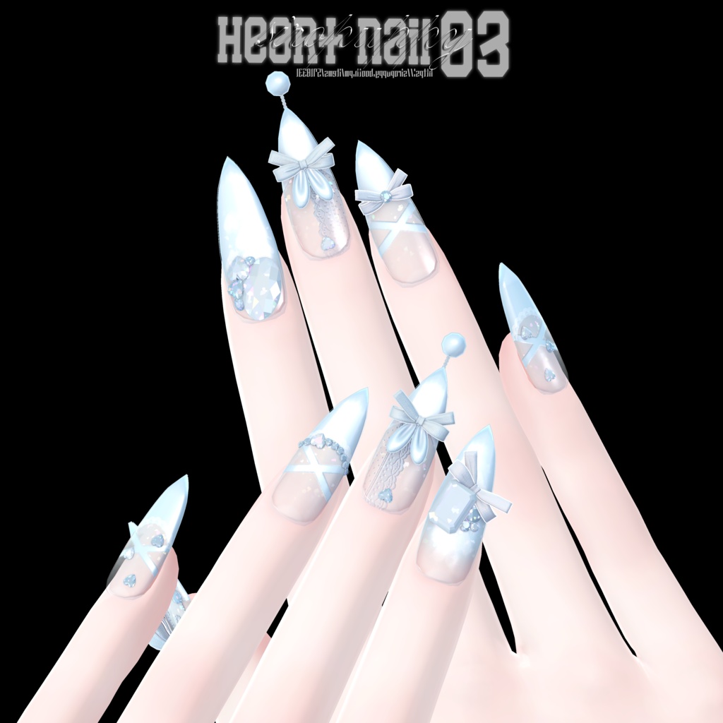 【8アバター対応】 ♥ heart nail 03 ♥