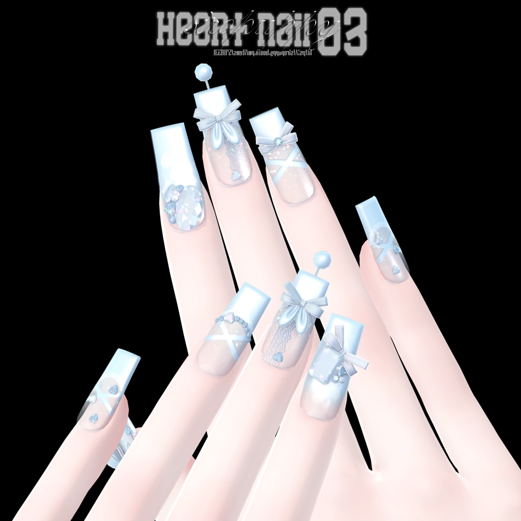 【8アバター対応】 ♥ heart nail 03 ♥