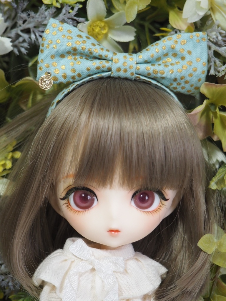 トップリボンカチューシャ　グリーンタテ