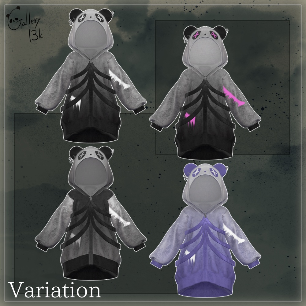 PandaRockHoodie【複数アバター対応・MA設定済み】