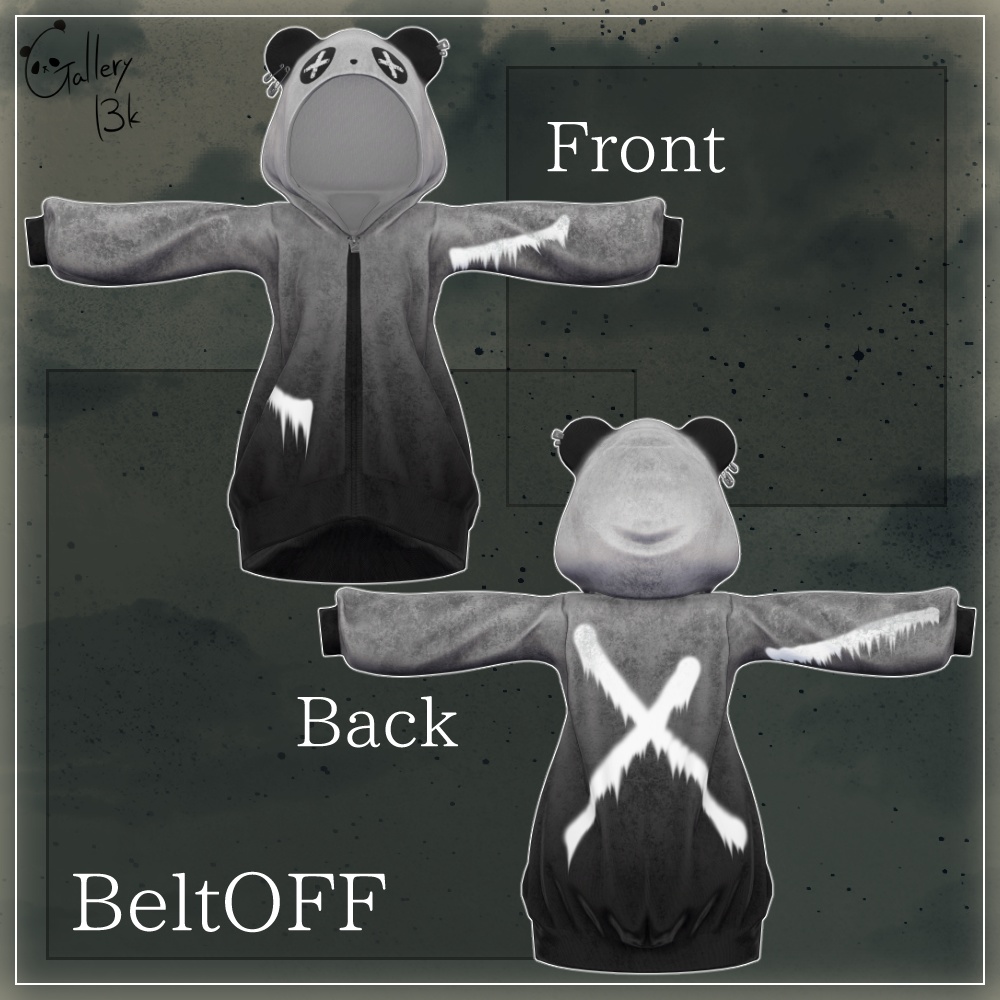 PandaRockHoodie【複数アバター対応・MA設定済み】