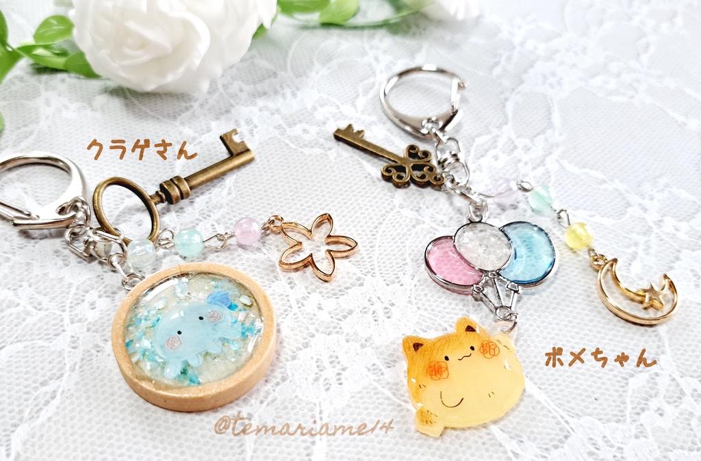 クラゲちゃんのキーホルダー＆ポメちゃんのぷかぷかキーホルダー