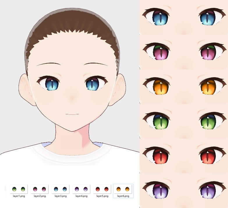[VRoid] Eye Texture - 6 Colour/瞳テクスチャ 6色