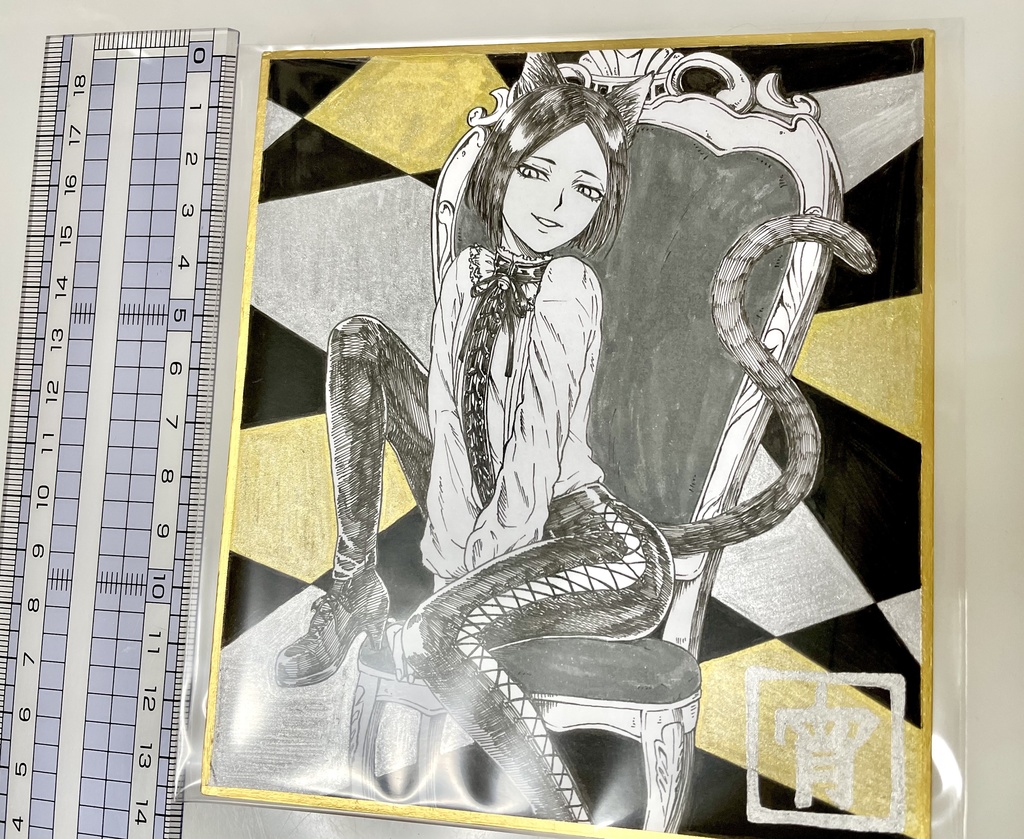 【原画色紙】黒猫少年