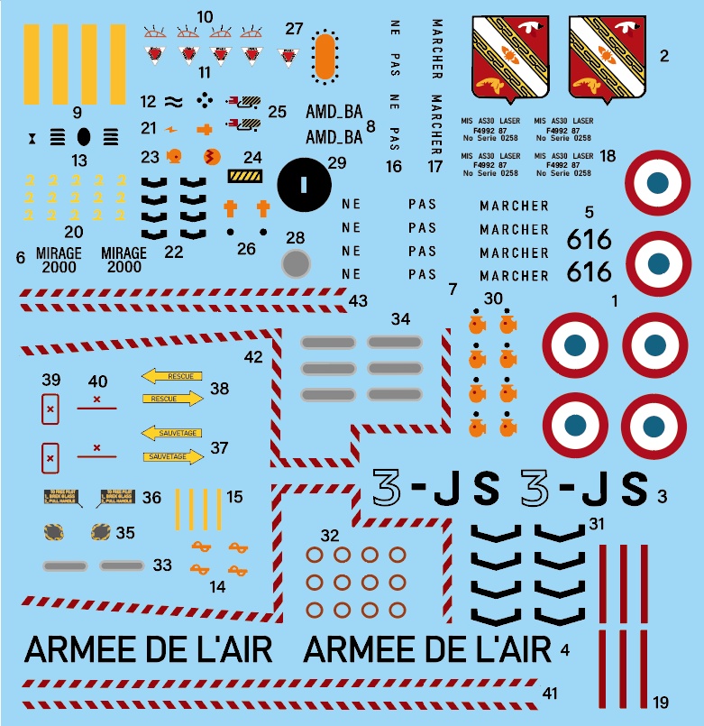 1/144 Mirage 2000 D ミラージュ2000 D 戦闘機 含む水転写デカール