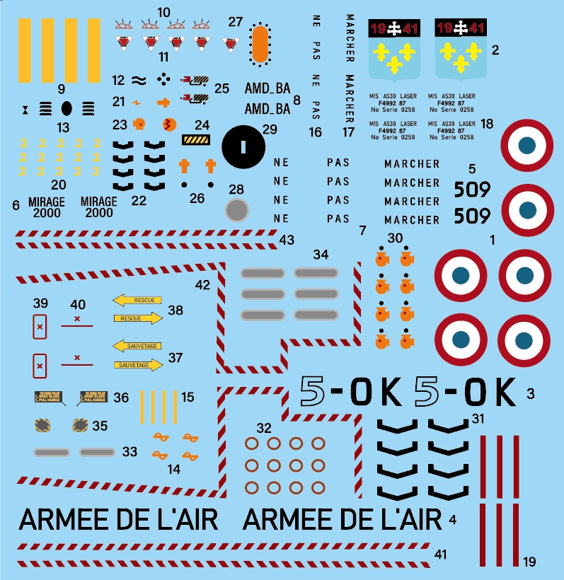 1/144 Mirage 2000 B ミラージュ2000 B 戦闘機 含む水転写デカール