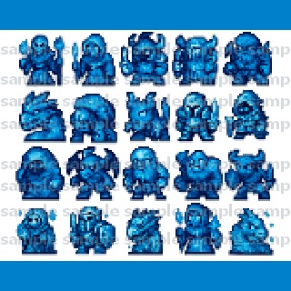 【40体32x32】敵キャラ素材集【背景透過PNG/商用利用可】ゲーム制作向け【氷の王国】