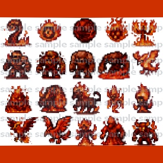【40体32x32】敵キャラ素材集【背景透過PNG/商用利用可】ゲーム制作向け【煉獄の渓谷】
