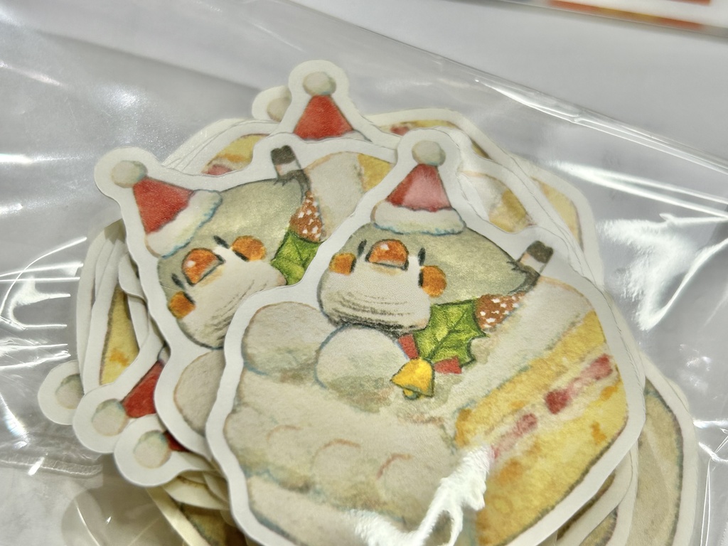クリスマスケーキな小鳥たち【シール】