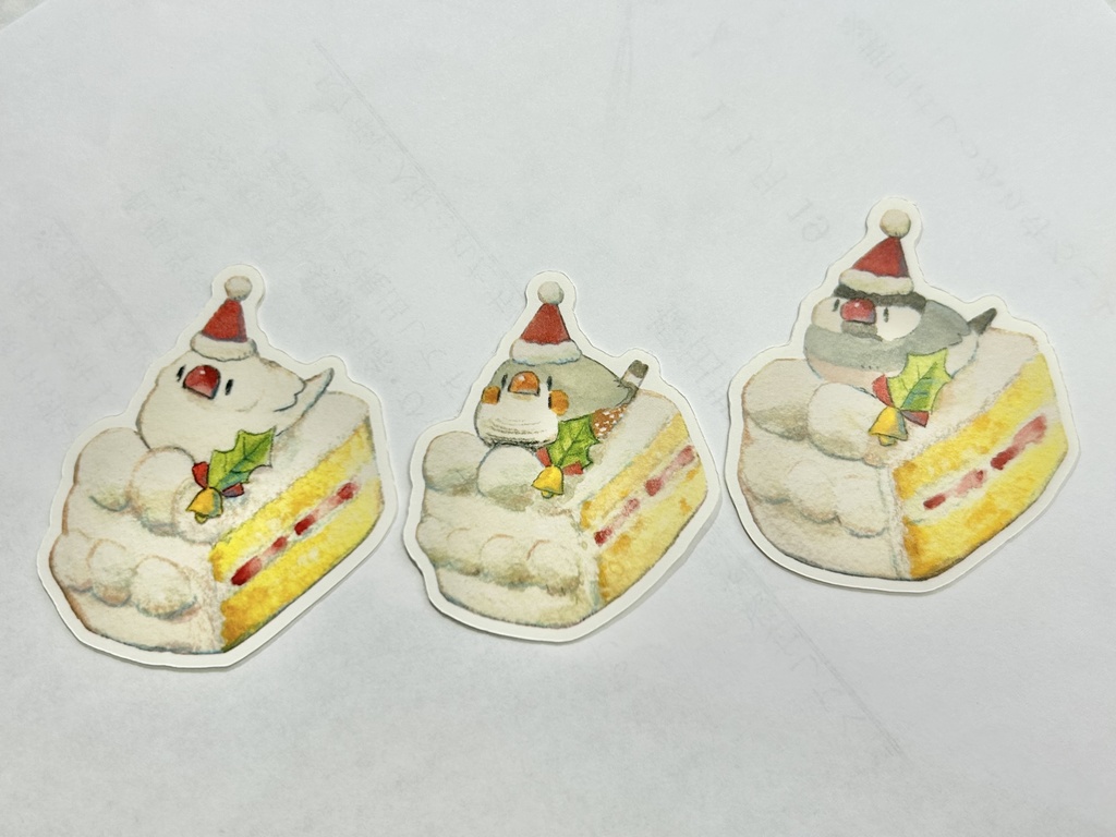クリスマスケーキな小鳥たち【シール】