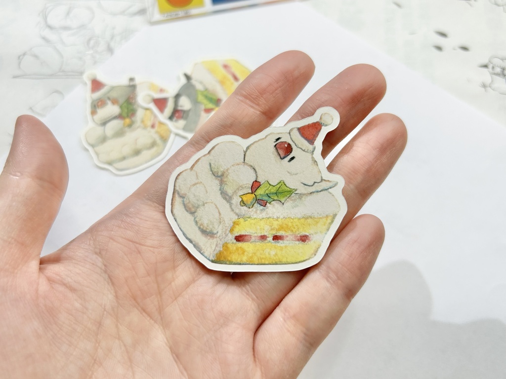 クリスマスケーキな小鳥たち【シール】