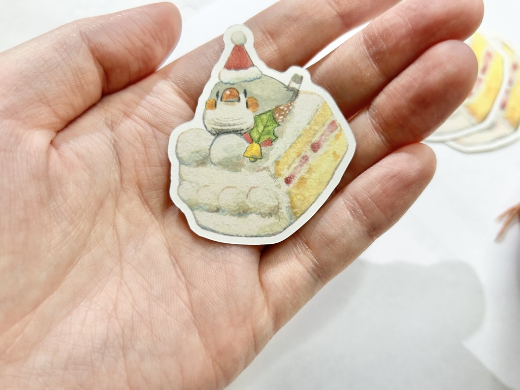 クリスマスケーキな小鳥たち【シール】